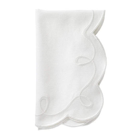 Ribbon Twirl White Napkin S/4