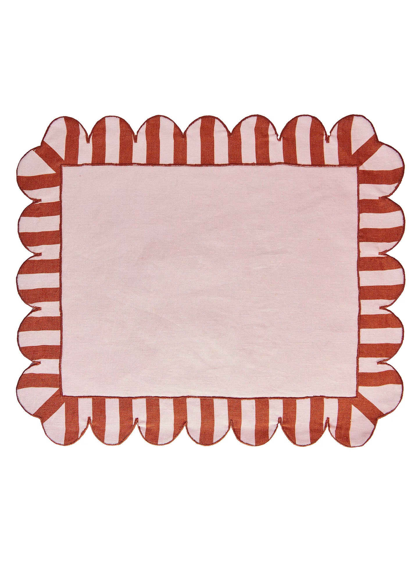 Red Scalloped Stripe Placemats S/4