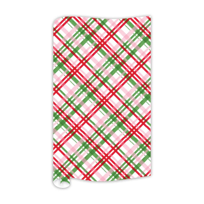 Red Pink and Green Plaid Wrapping Paper