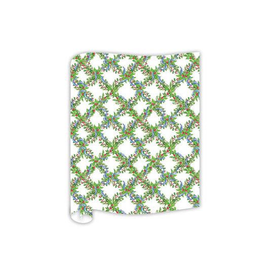 Holly Trellis with Blue Chinoiserie Bows Table Runner