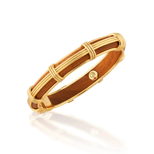 Gaia Petite Hinged Bangle-Teak