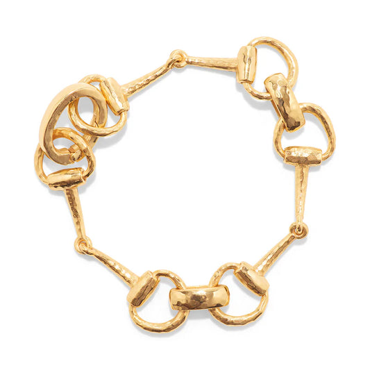 Equestrian Snaffle Bit Bracelet 8" Gold