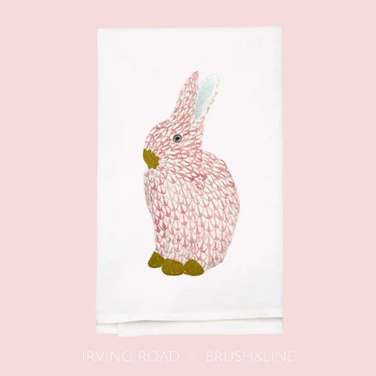 Pink Bunny Tea Towel