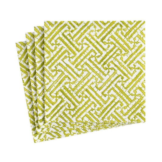 Fretwork Moss Green Cocktail Napkin