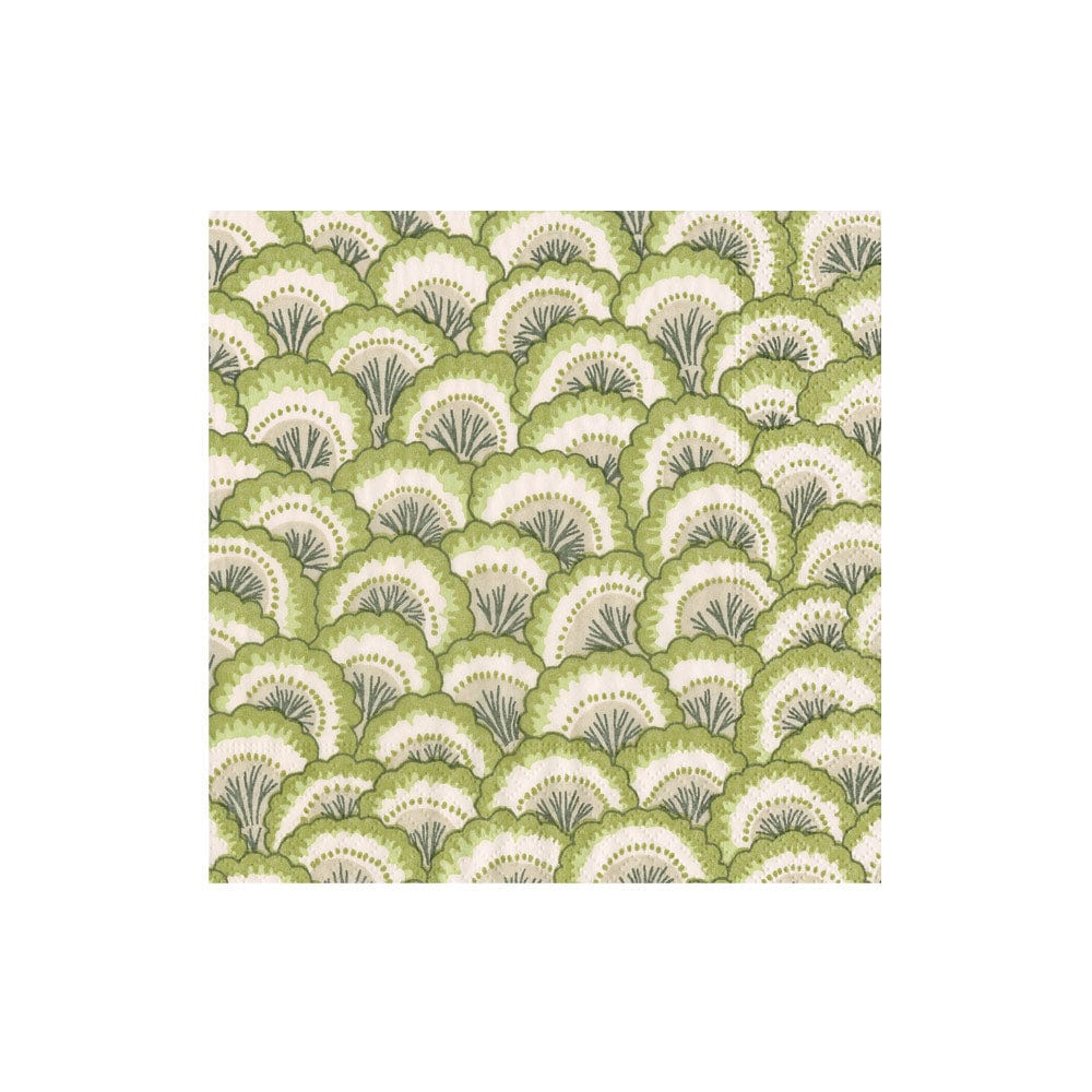 Pontchartrain Scallop Green Cocktail Napkins with Gold Gift Box