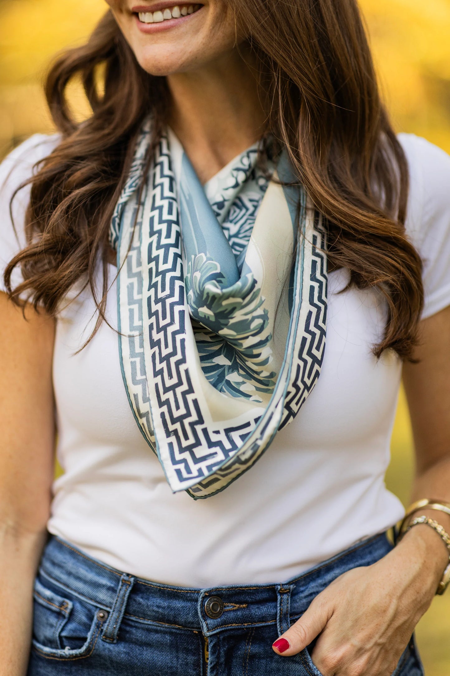 Blue Quail Pair Scarf