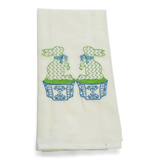 Topiary Bunnies Hand Towel