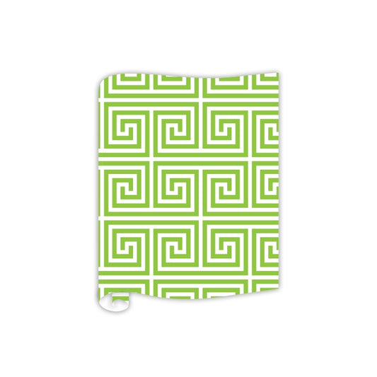 Greek Key Pattern Green Table Runner