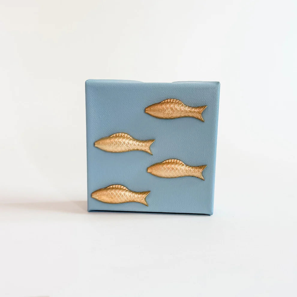 4x4 Fish on Blue Canvas