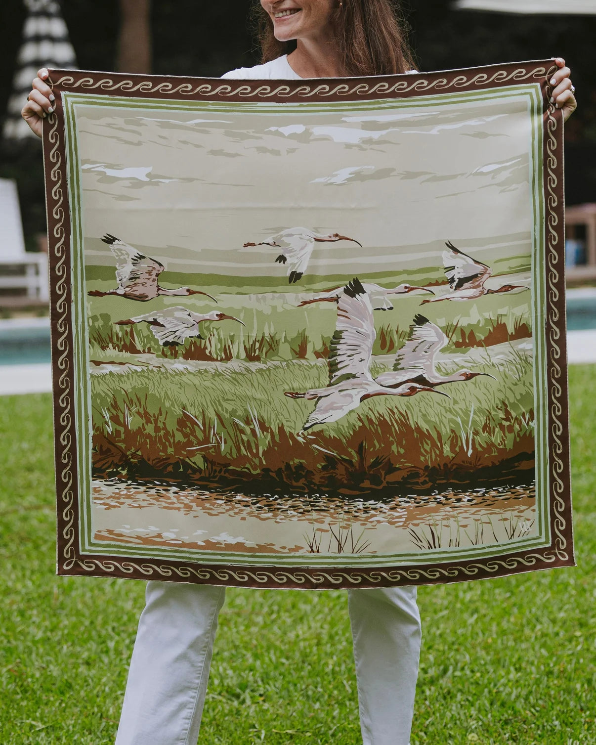 Pale Pink Marsh Flyer Silk Scarf 25x25