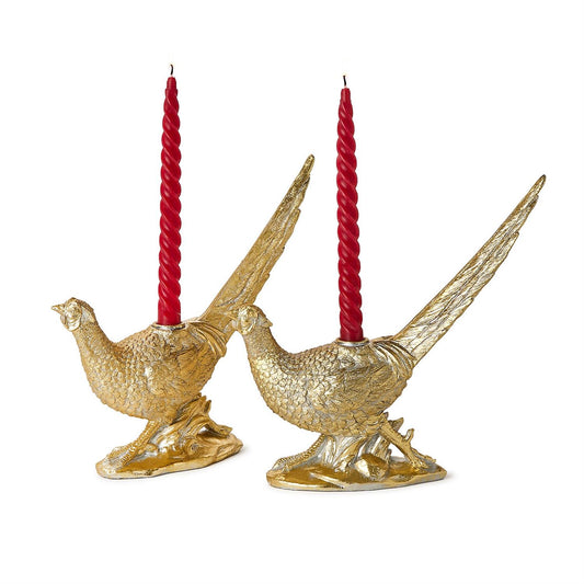 Golden Pheasant Taper Candleholders