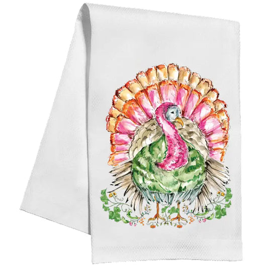Pink and Green Turkey Kitchen Towel