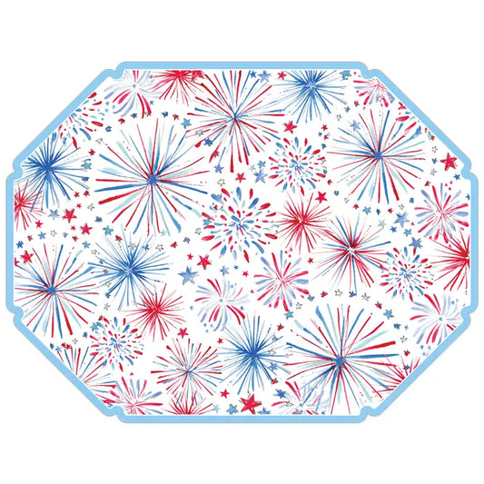 Handpainted Patriotic Fireworks Posh Die-Cut Placemat