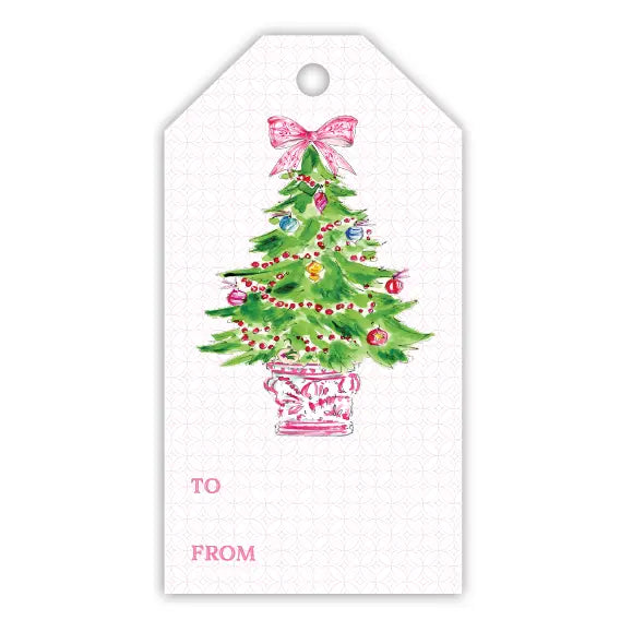 Christmas Tree in Pink Pot Gift Tags