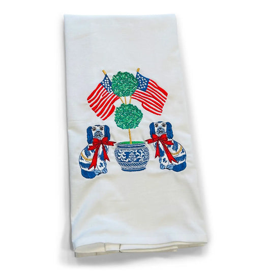 Patriotic Staffordshire Dogs Tea Towel