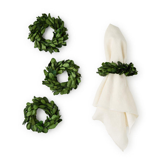 Boxwood Wreath Napkin Rings s/4