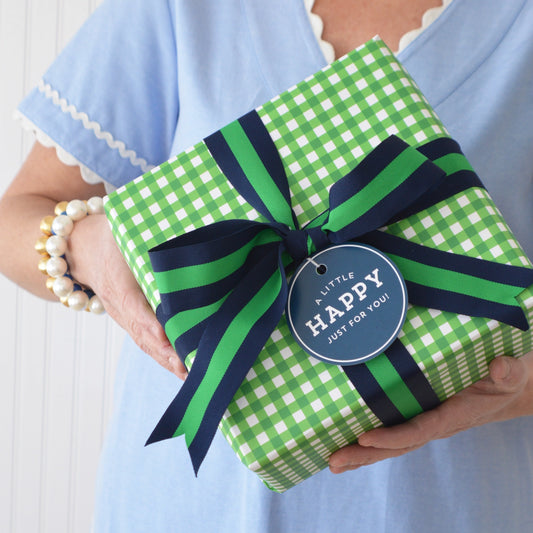 Green Gingham Check Wrapping Paper