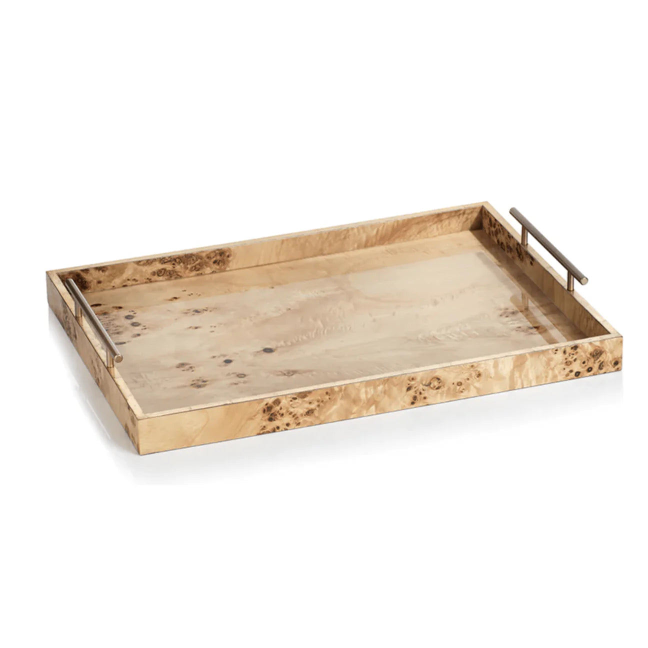 Large Leiden Burl Wood Rectangular Tray