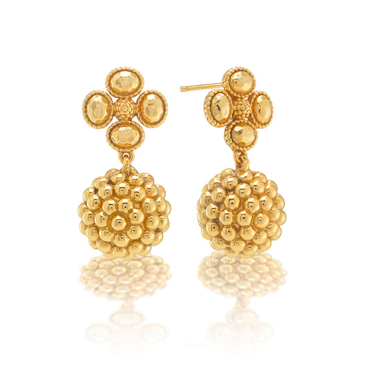 Berry Clover Drop Earrings -Gold