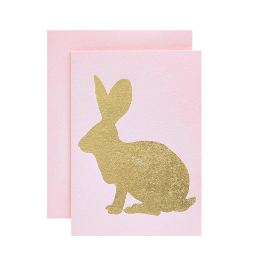 Pink Gold Leaf Bunny Card