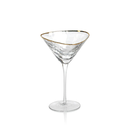 Aperitivo Clear Triangular Martini Glass w/ Gold
