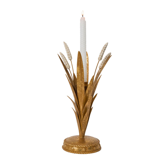 Forest Walk Wheat 13" Candlestick - Gold