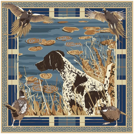 Indigo Pheasant Watch - Double Sided Scarf 25x25