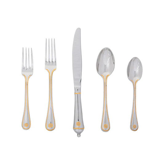 B&T Polished Satin w/ Gold 5pc Place Setting