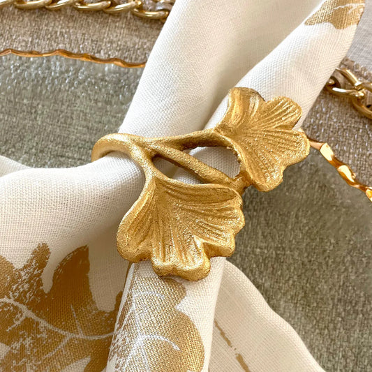 Ginkgo Gold Napkin Ring s/4