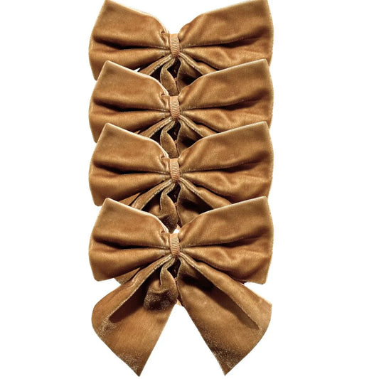 Gold Velvet Bow Napkin Ties S/4