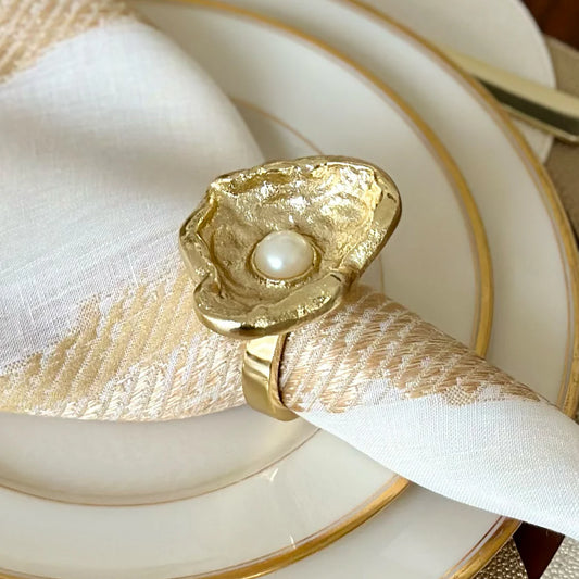 Grace Gold Pearl Napkin Ring S/4