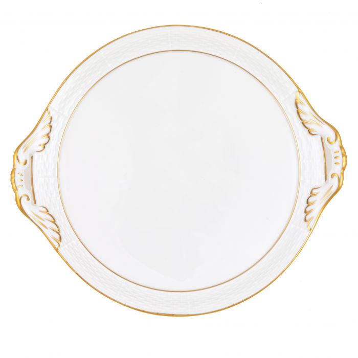 Golden Edge Round Tray w/ Handles
