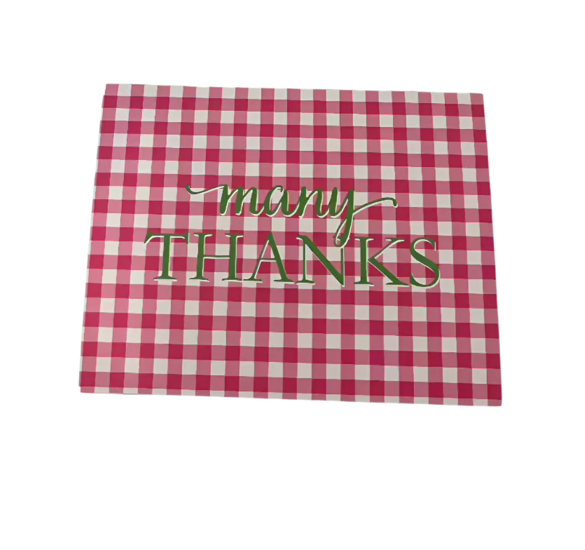 Pink Gingham "Many Thanks"