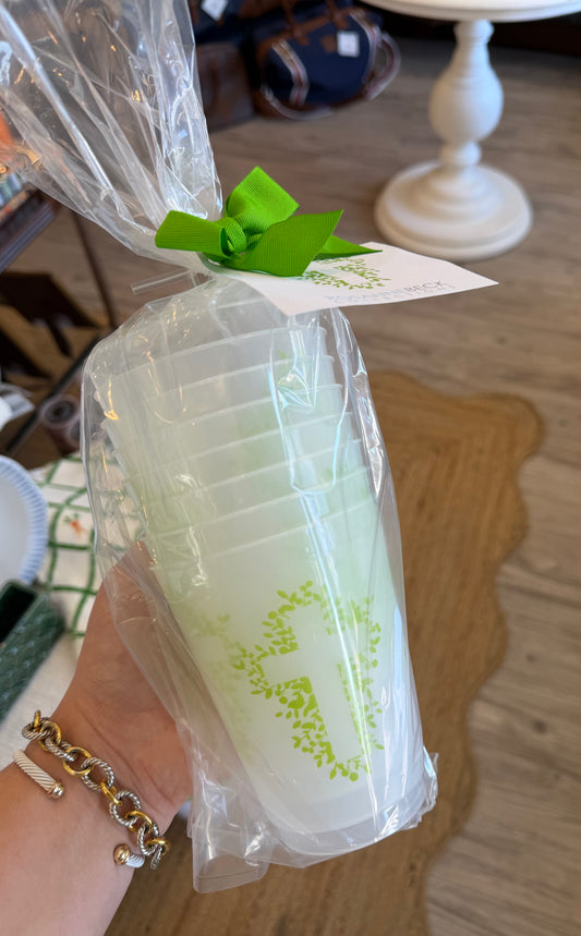 Green Foliage Cross Frosted Cups