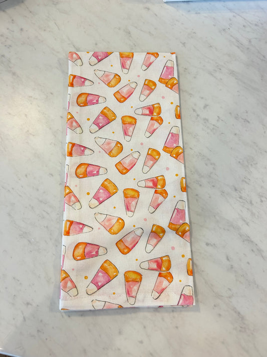 Pink Candy Corn Tea Towel