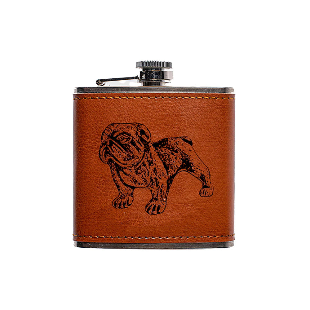 Bulldog Leather Hip Flask