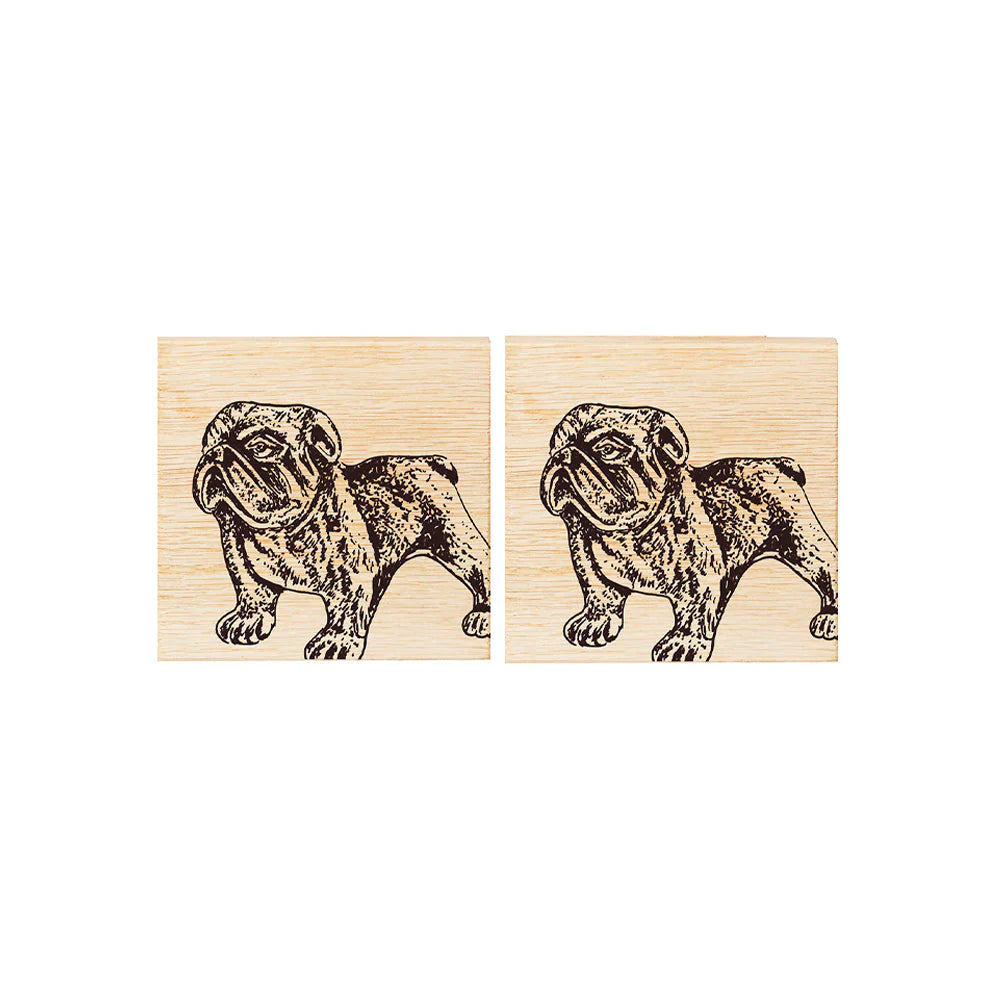 Bulldog Oak Coasters - Set of 2
