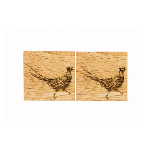 Set of 2 Pheasant Oak Coasters