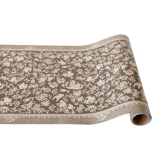 Brown Regal Peacock Table Runner 20"x 25'