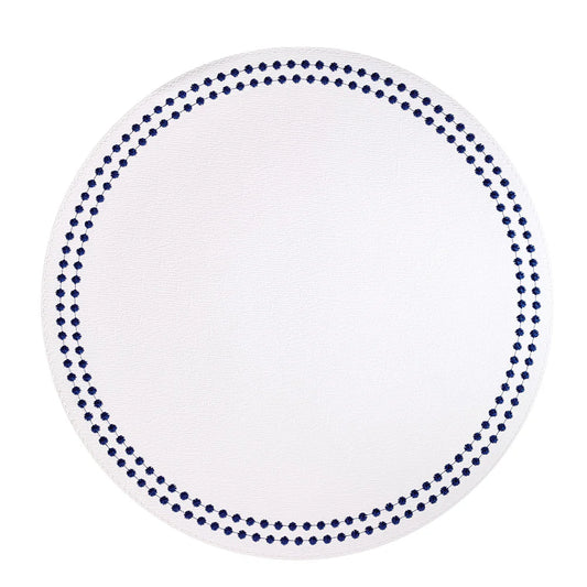 Pearls White w/ Navy Placemats S/4