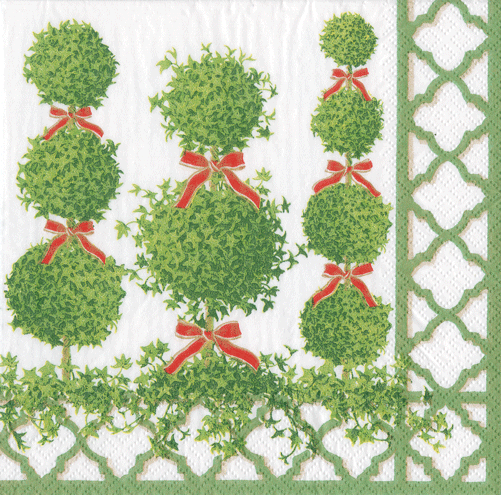 Topiaries Green Border Napkin Cocktail