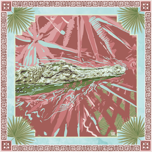 Pink Ocmulgee Alligator - Double-Sided Silk Scarf
