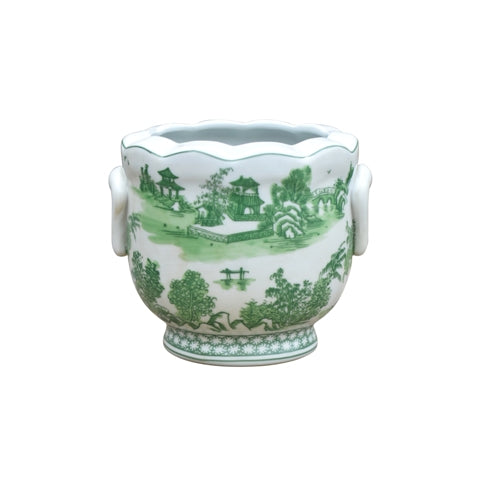 Green Chinoiserie Cachepot