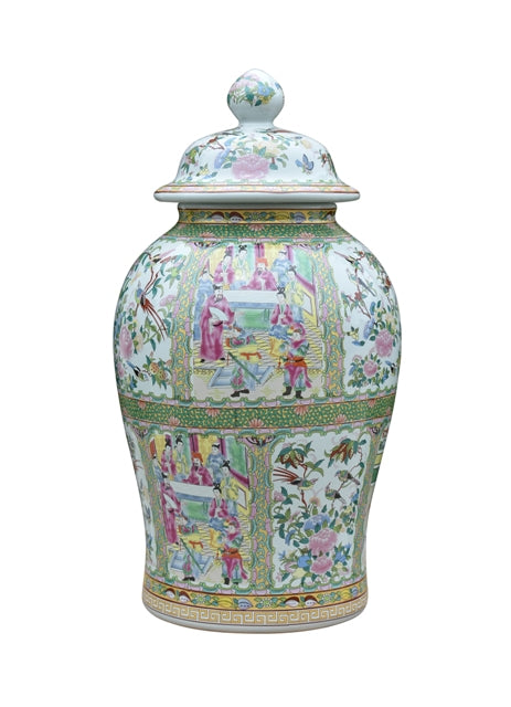 Large Rose Medallion Porcelain Jar