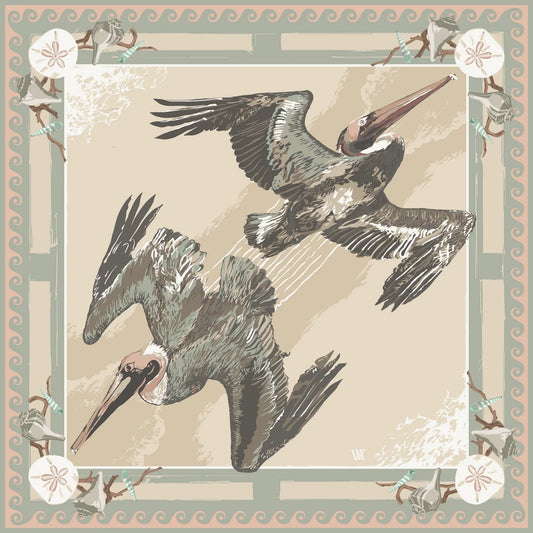 Sand Tide Diver Silk Scarf 25x 25