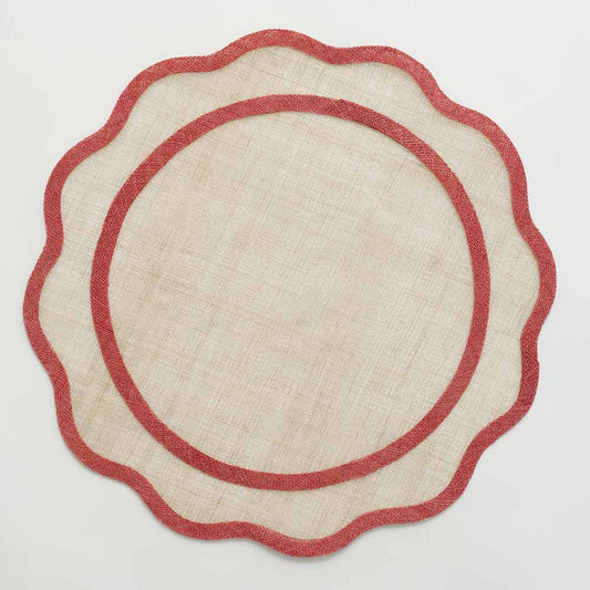 Red Scalloped Rice Paper Placemat S/4