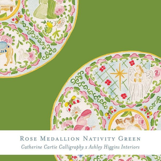 Rose Medallion Green Gift Wrap