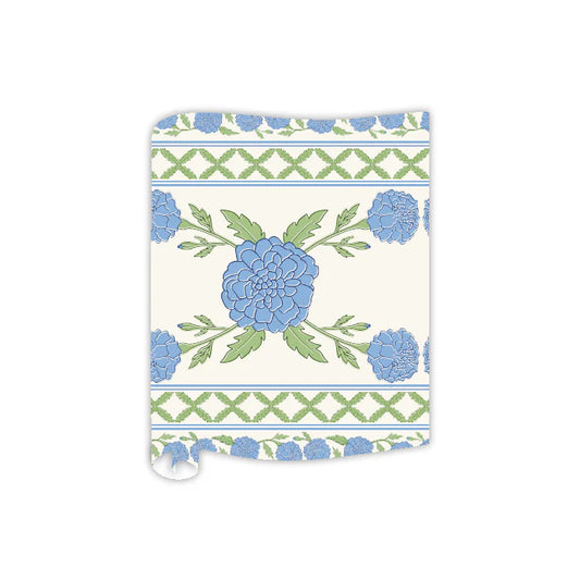 Blue and Green Marigolds Table Runner