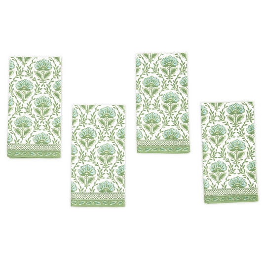 Green Floral Napkins s/4