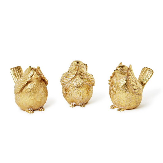 Set/3 Gold Bird Decor
